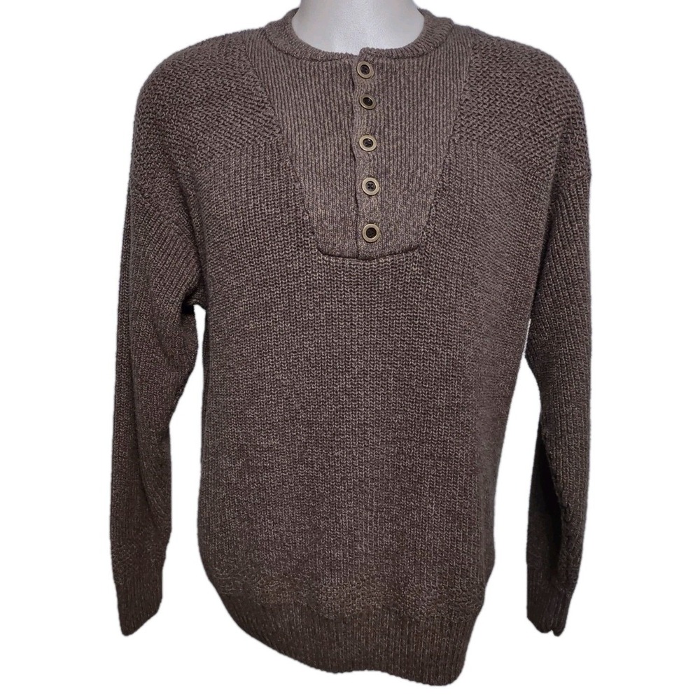 RedHead Henley Sweater LT Mens Cabin Core Gorp Core Brown Textured Knit Pullover